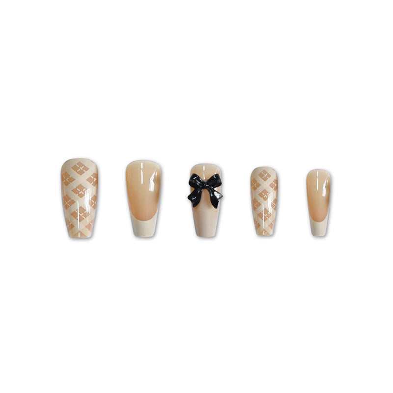 Stylish Press-On Nail Set with Decorative 3D Bow Accents Acalora