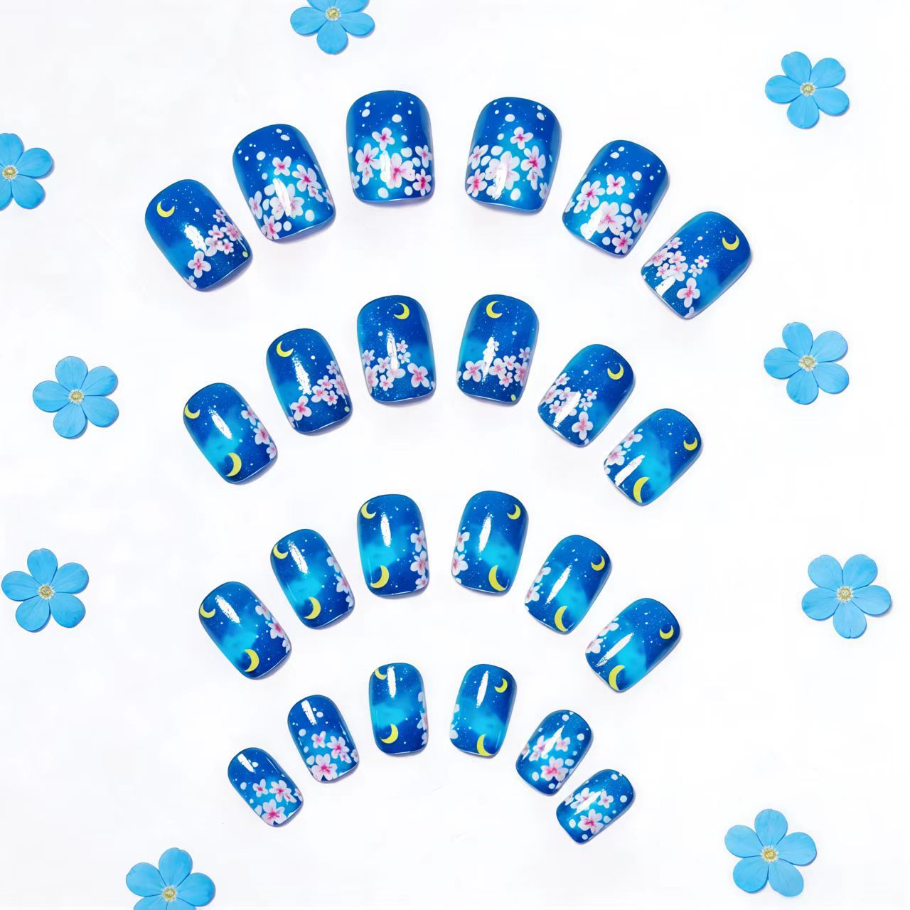 Artistic Night Sky Floral Nail Art Acalora