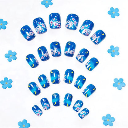 Artistic Night Sky Floral Nail Art Acalora