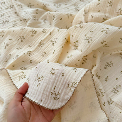 Women's Cozy Cotton Blanket with Floral Design Skanto