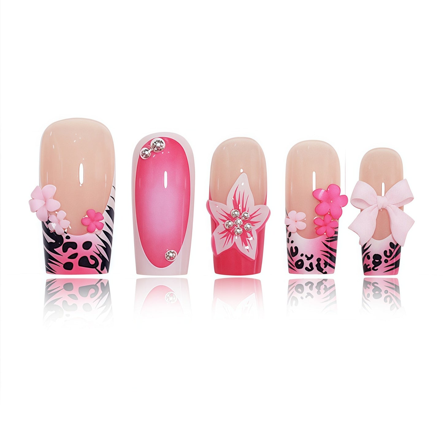 Artistic Floral Press-On Nail Art Set Acalora