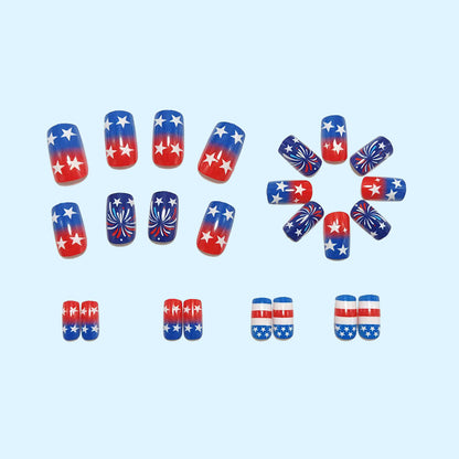 Artificial nails in patriotic star and stripe design Acalora