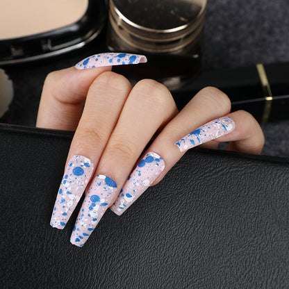 Artistic splatter design artificial nails Acalora