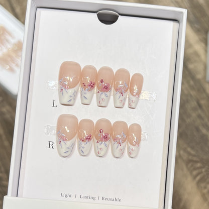 Floral Design Stiletto Press-On Nails Acalora