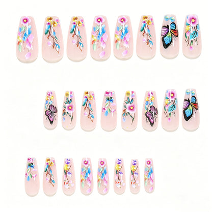 Artistic Butterfly Design Press-On Nail Set Acalora