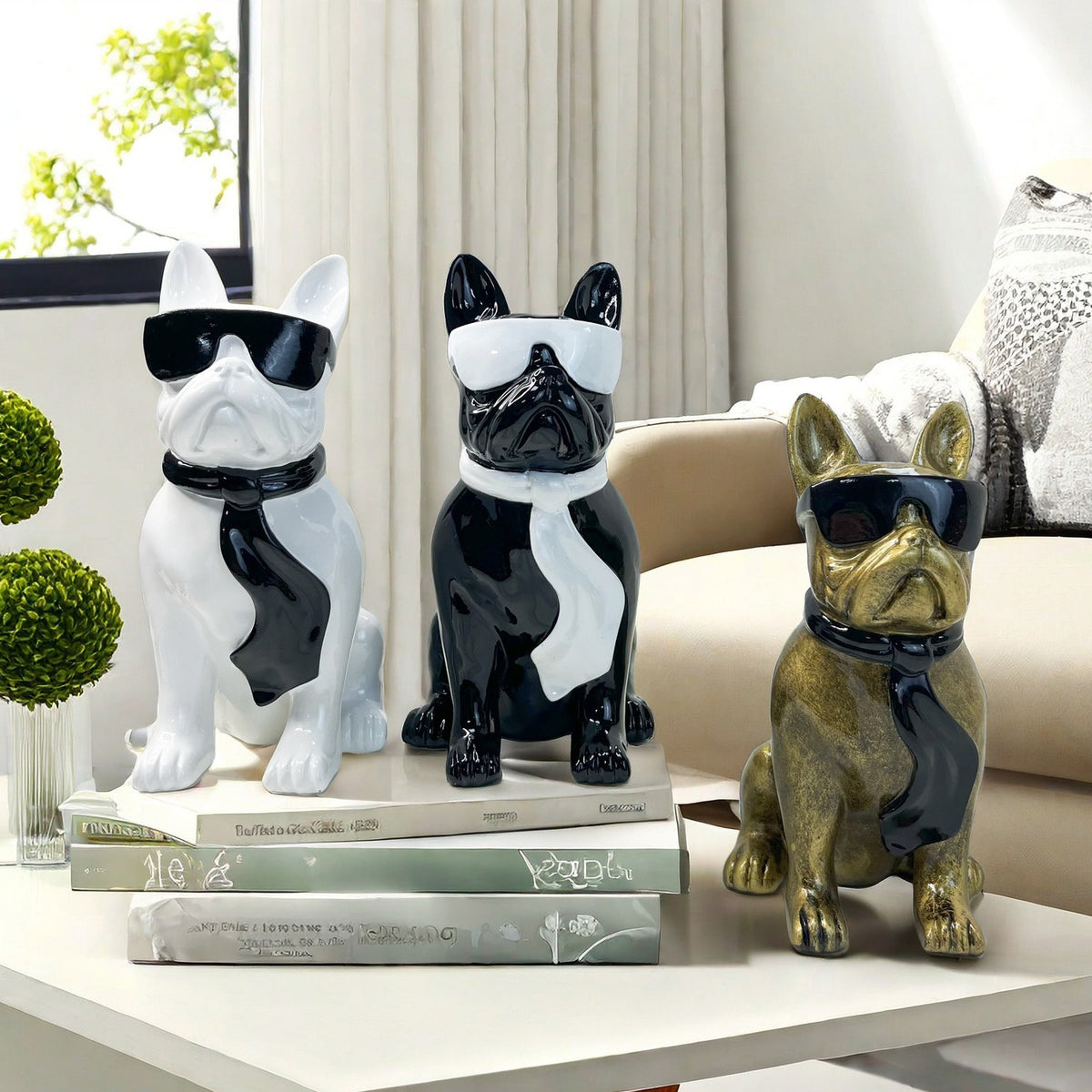 Colorful Bulldog Decoration Figure made of Resin Acalora