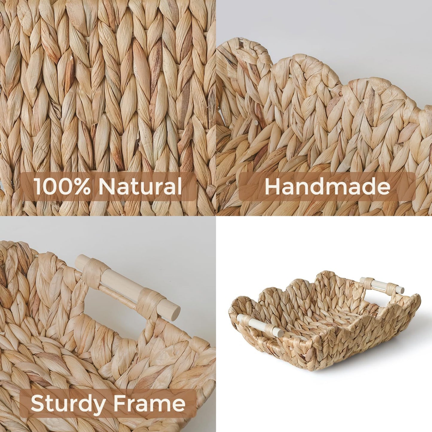 Handwoven storage basket with wave edge Acalora