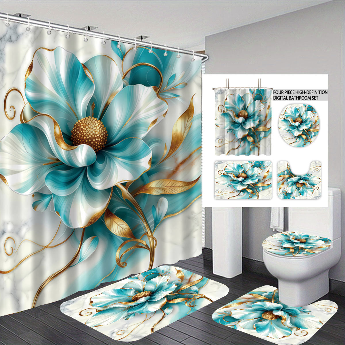 High-Definition Leopard-Themed Four-Piece Bathroom Set
