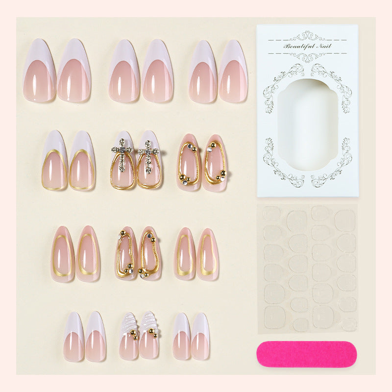 Artistic Press-On Nail Set with Elegant Design Accents Acalora