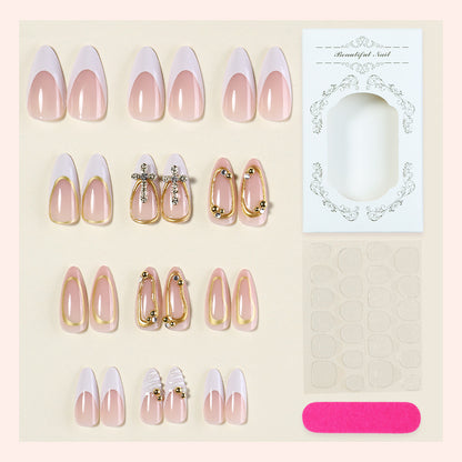 Artistic Press-On Nail Set with Elegant Design Accents Acalora