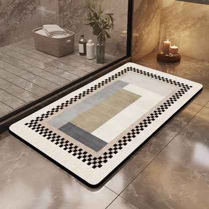 Textured Geometric Bath Mat Acalora