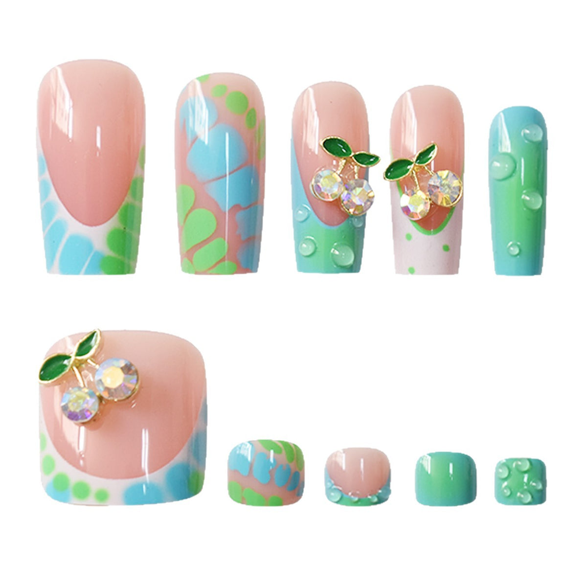 Artistic Nail Art Set with Floral Accents Acalora