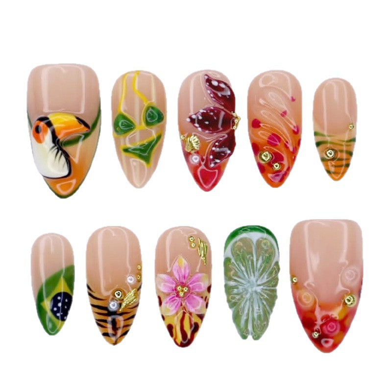 Artistic Tropical Press-On Nail Set Acalora