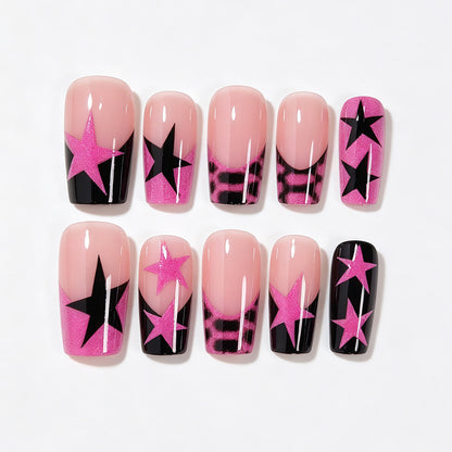 Artistic Star Pattern Press-On Nails Acalora