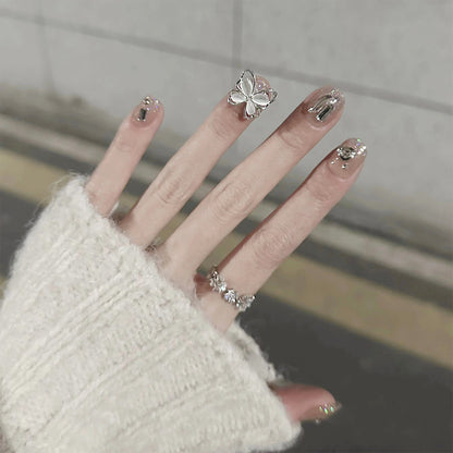 Decorative Press-On Nail Set with Butterfly Accents Acalora