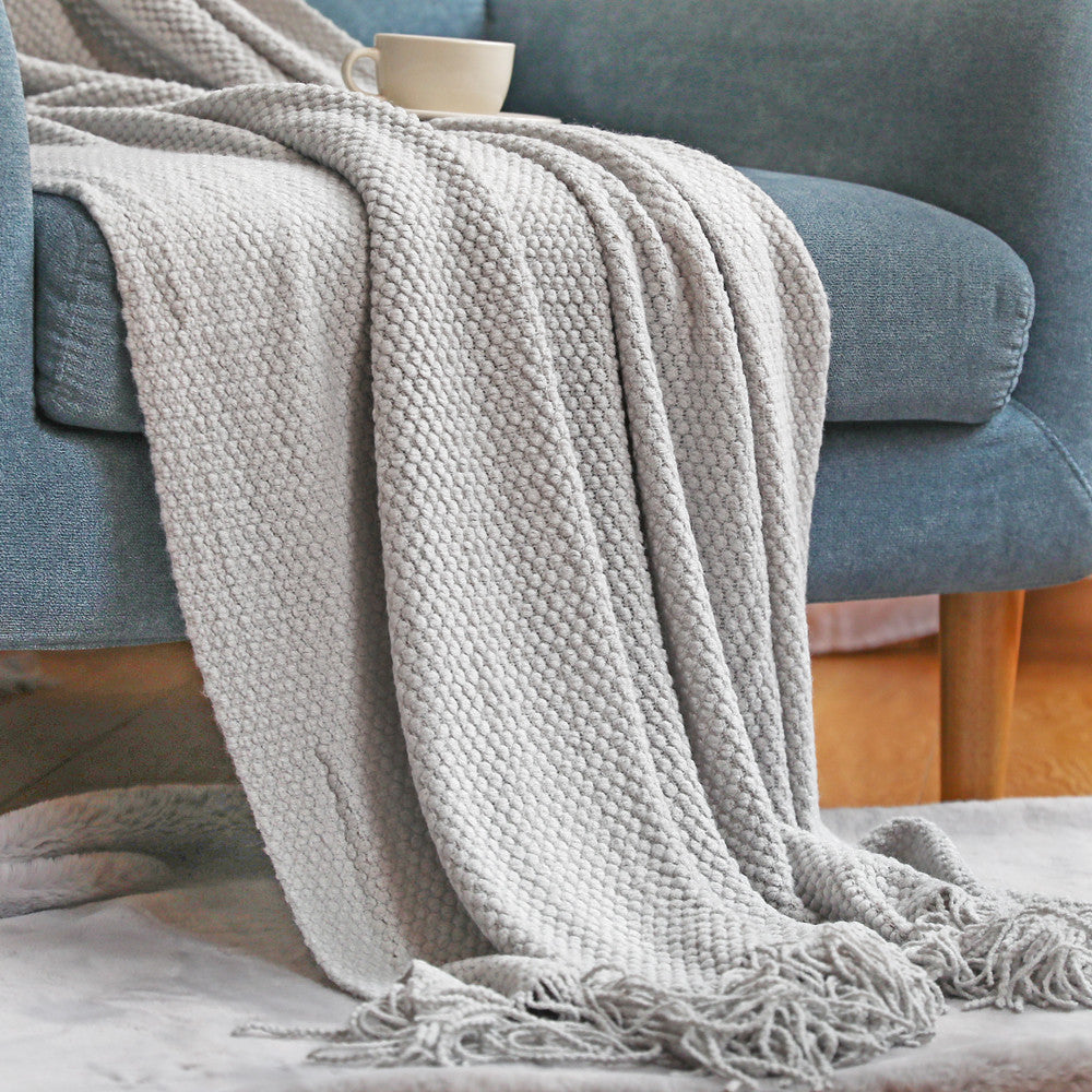 Textured Fringe Throw Blanket