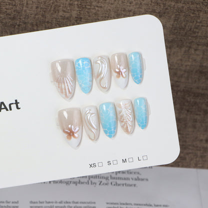 Ocean-Inspired Press-On Nail Art Set Acalora