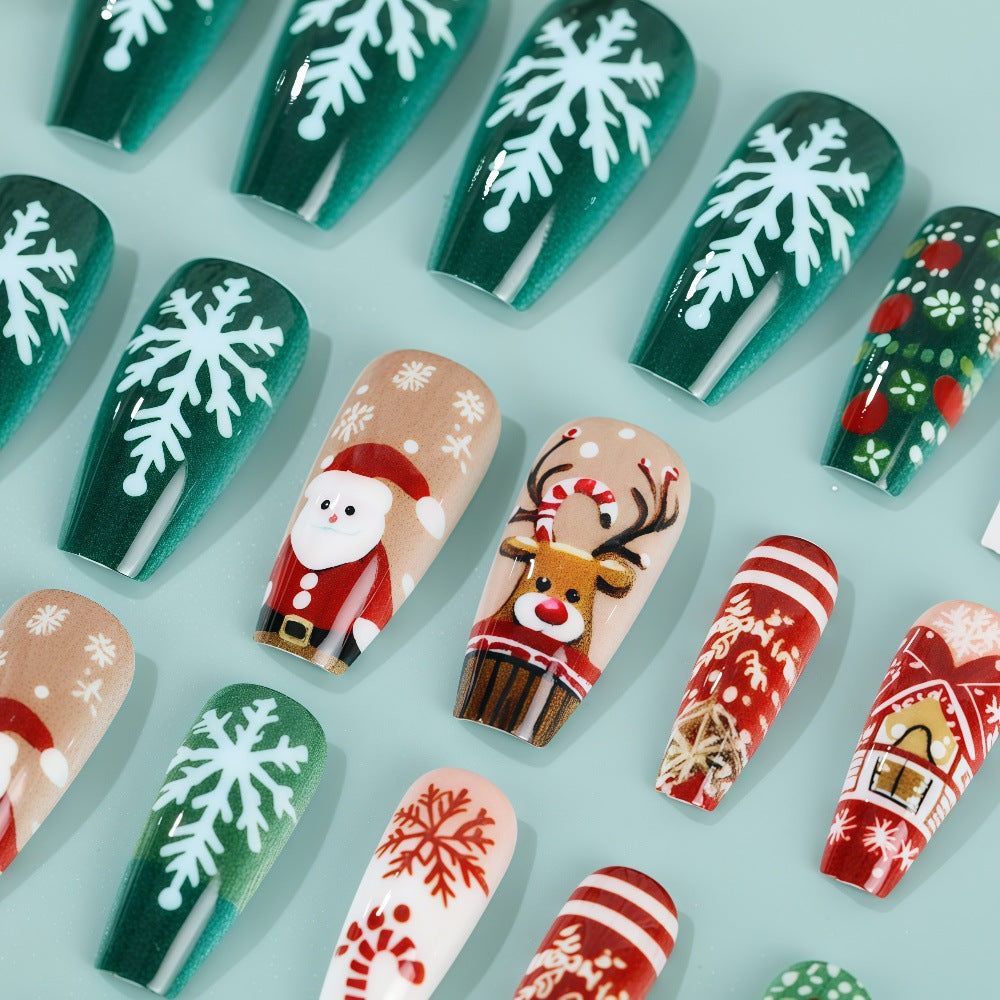 Artificial Nails Set with Festive Christmas Designs Acalora