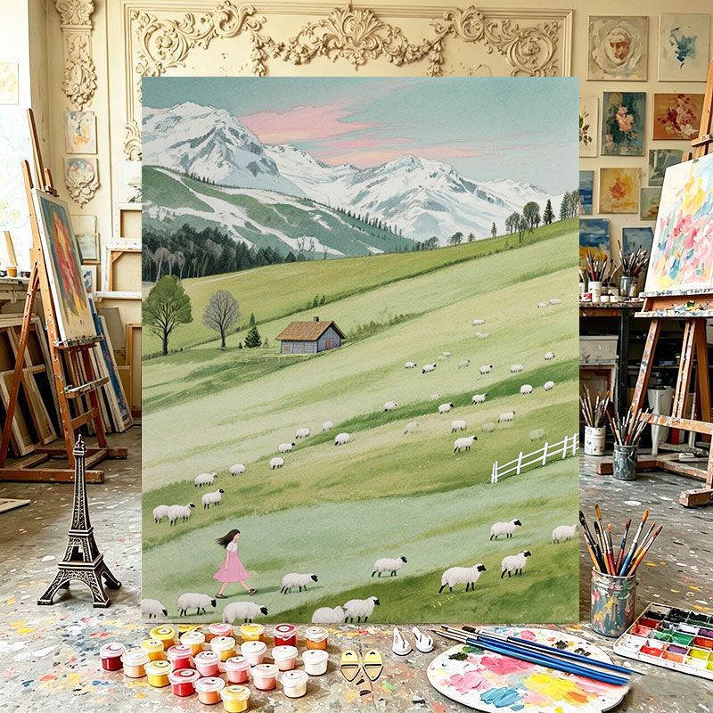 Scenic Mountain Landscape Canvas Art Print