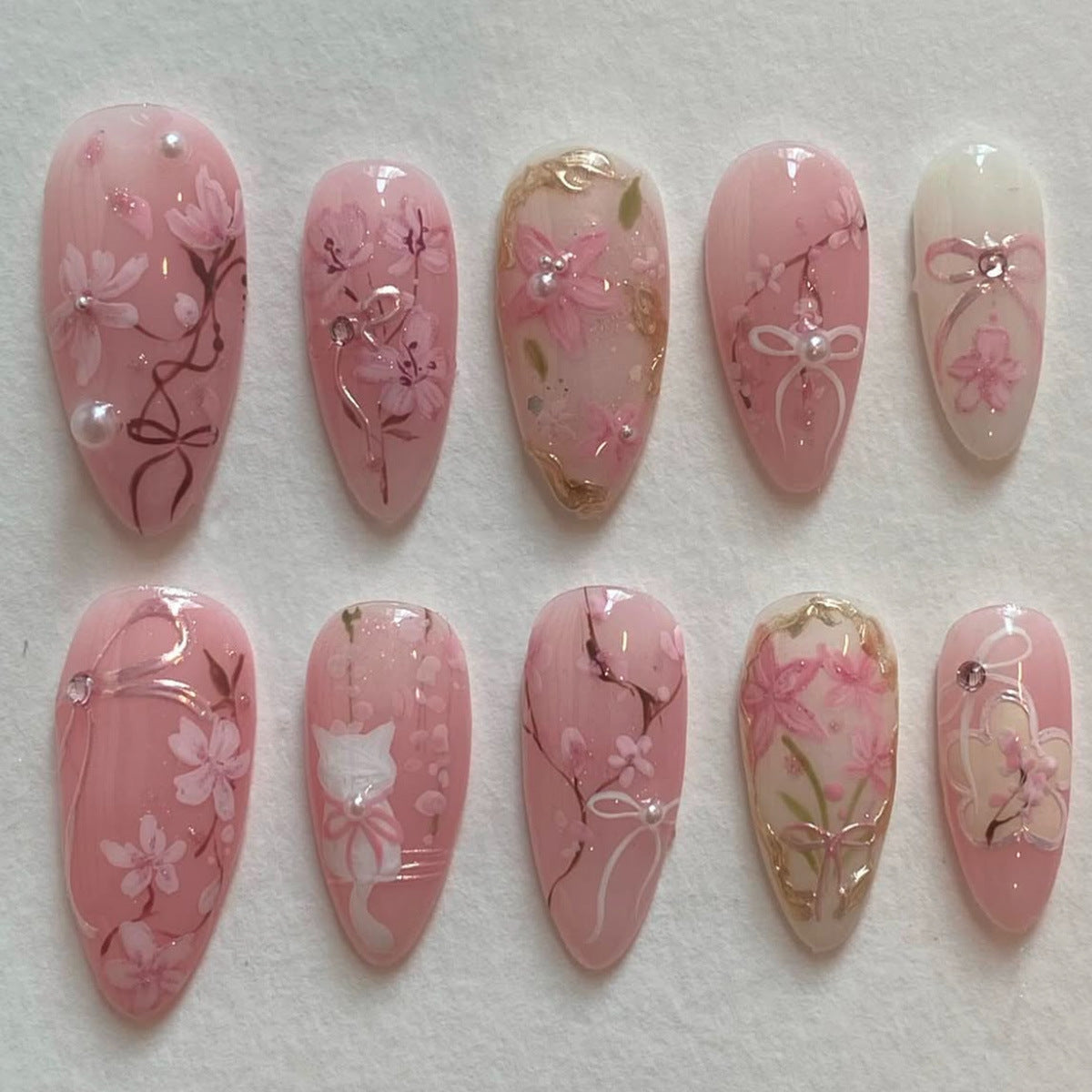 Floral Pattern Gel Nail Art Acalora