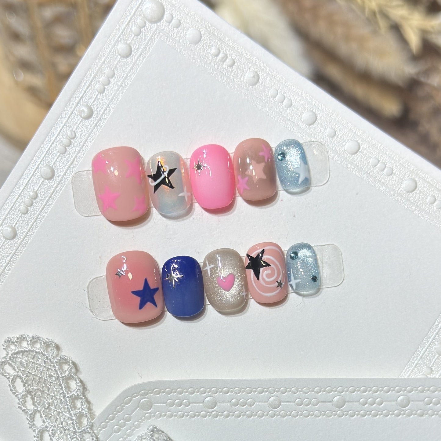 Decorative Nail Art Set with Star and Heart Accents Acalora