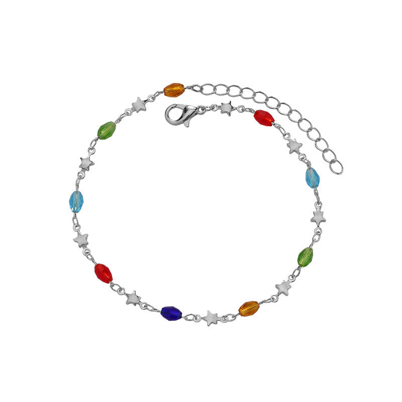 Colorful Star Charm Anklet Acalora