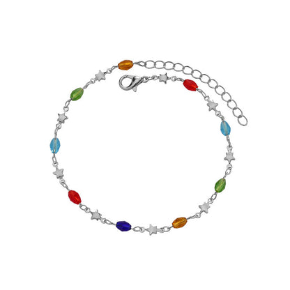 Colorful Star Charm Anklet Acalora
