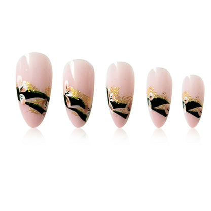Artistic Floral Glittered Press-On Nails Acalora