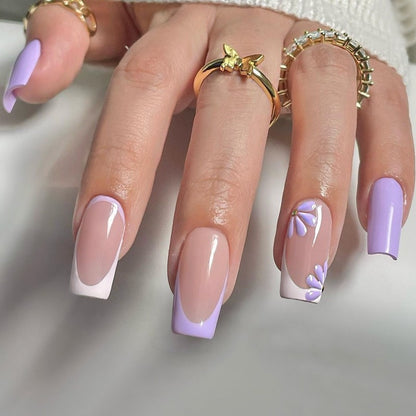 Decorative Floral Press-On Nail Art Set with 3D Flower Accents Acalora