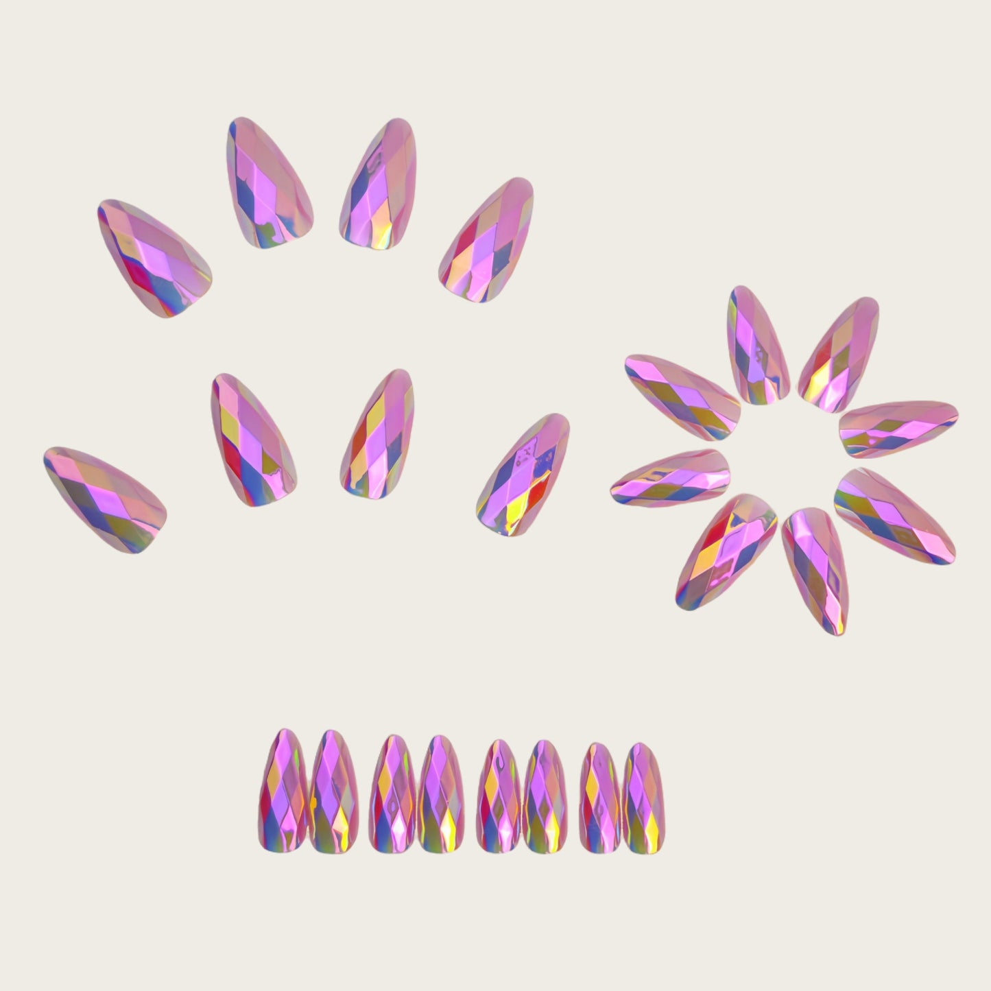 Artificial nails with geometric crystal design Acalora