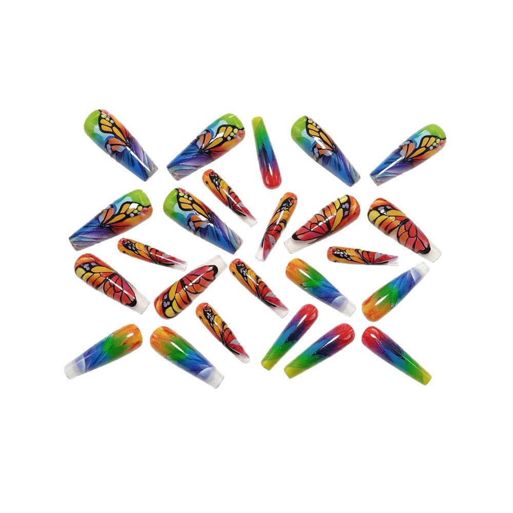 Artificial nails with colorful butterfly design Acalora
