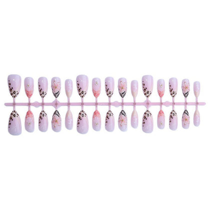 Artificial nail set with floral decorations and elegant patterns Acalora