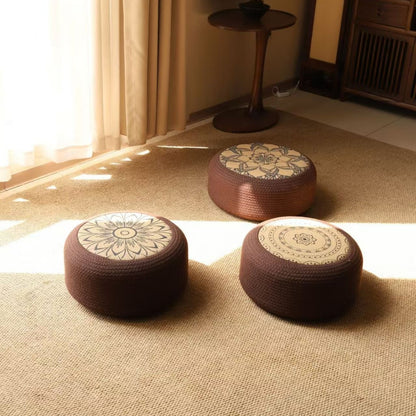 Decorative seating pouf with stylish floral design Acalora