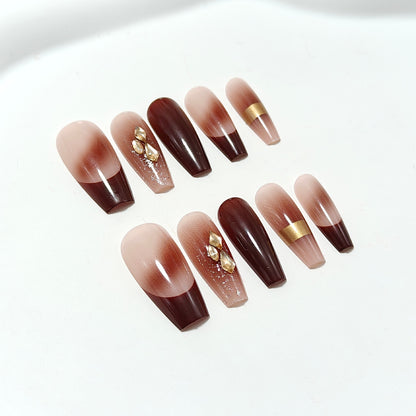 Luxurious artificial nails with glamorous decorations Acalora