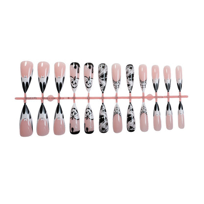Artistic Halloween-Themed Press-On Nail Art Set Acalora