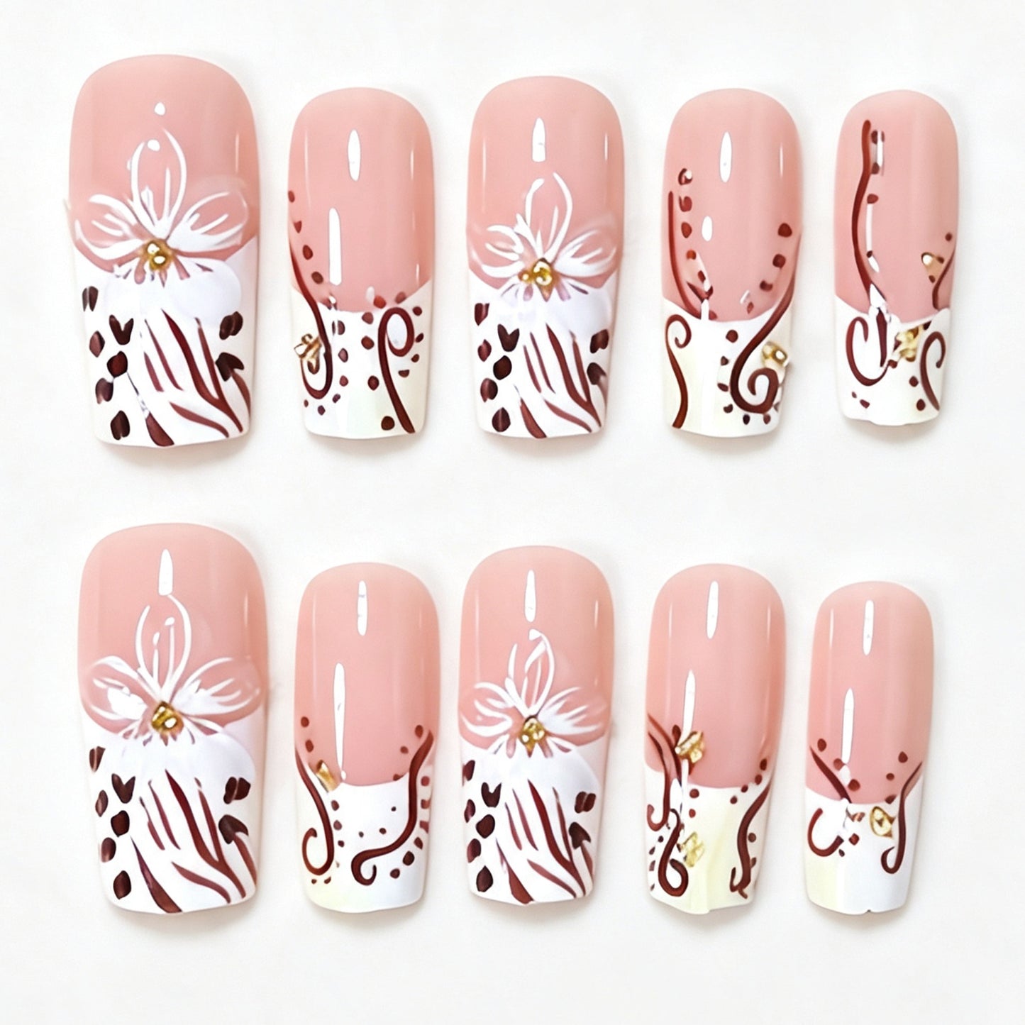 Elegant Floral Acrylic Nail Extensions Acalora