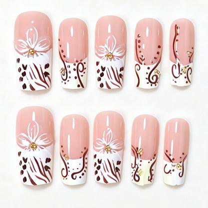 Elegant Floral Acrylic Nail Extensions Acalora