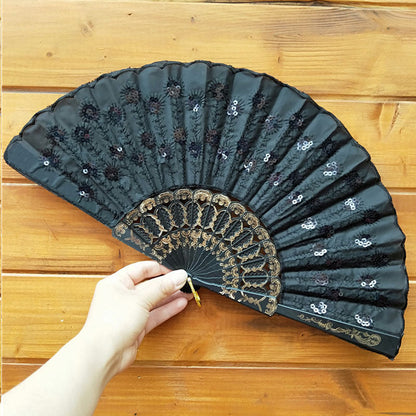 Ladies' handmade fan with fine embroideries Brehn