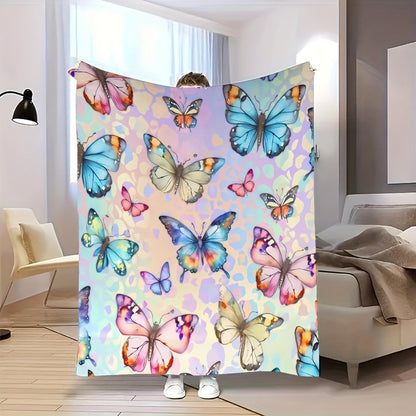 Butterfly Print Fleece Throw Blanket