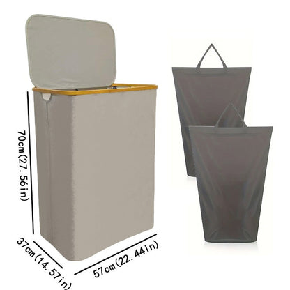 Laundry separation system with bamboo lid and multiple compartments Acalora