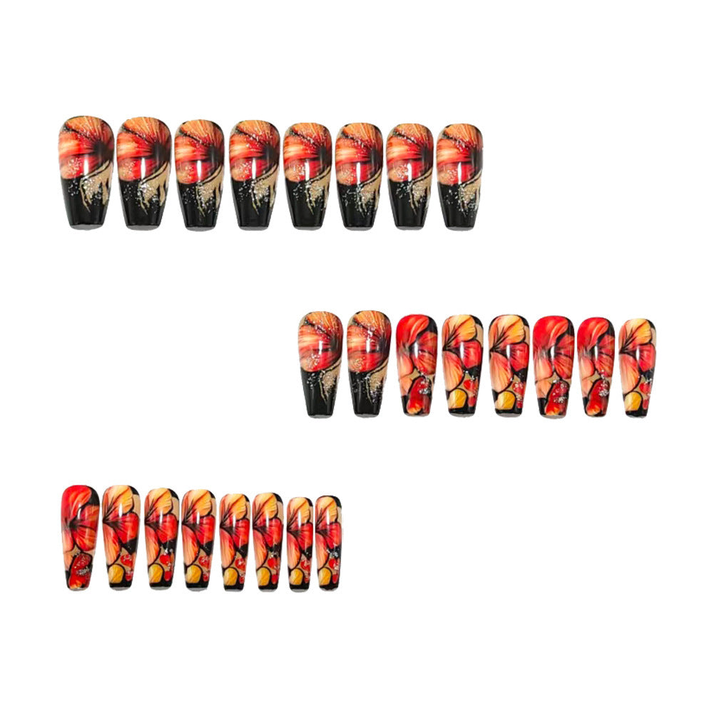 Artificial nails with floral designs and glitter accents Acalora