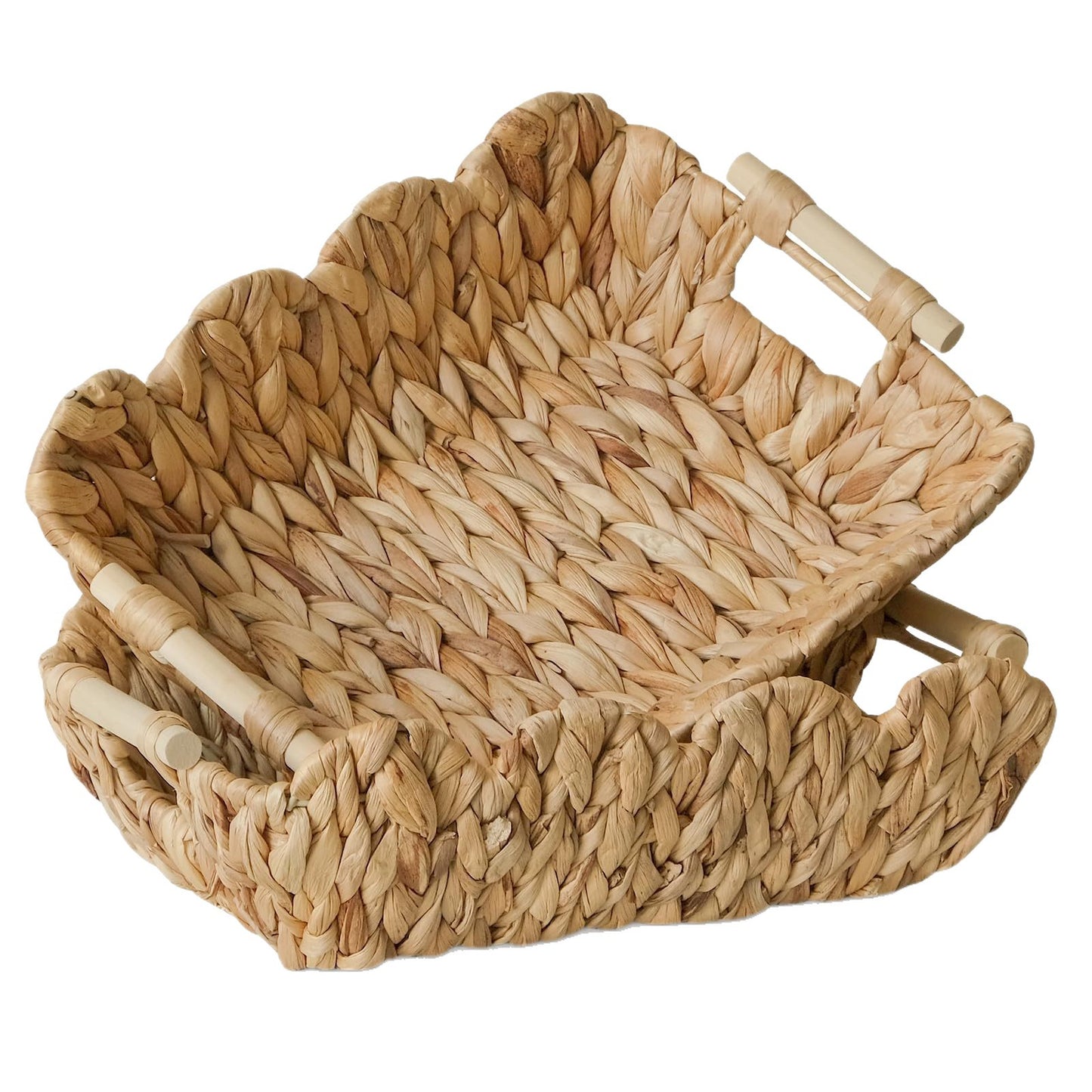 Handwoven storage basket with wave edge Acalora