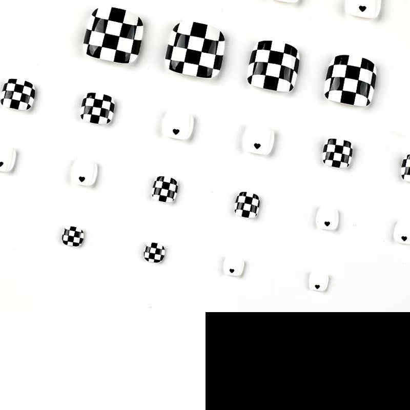 Artificial Nail Set with Attractive Chessboard Design Acalora