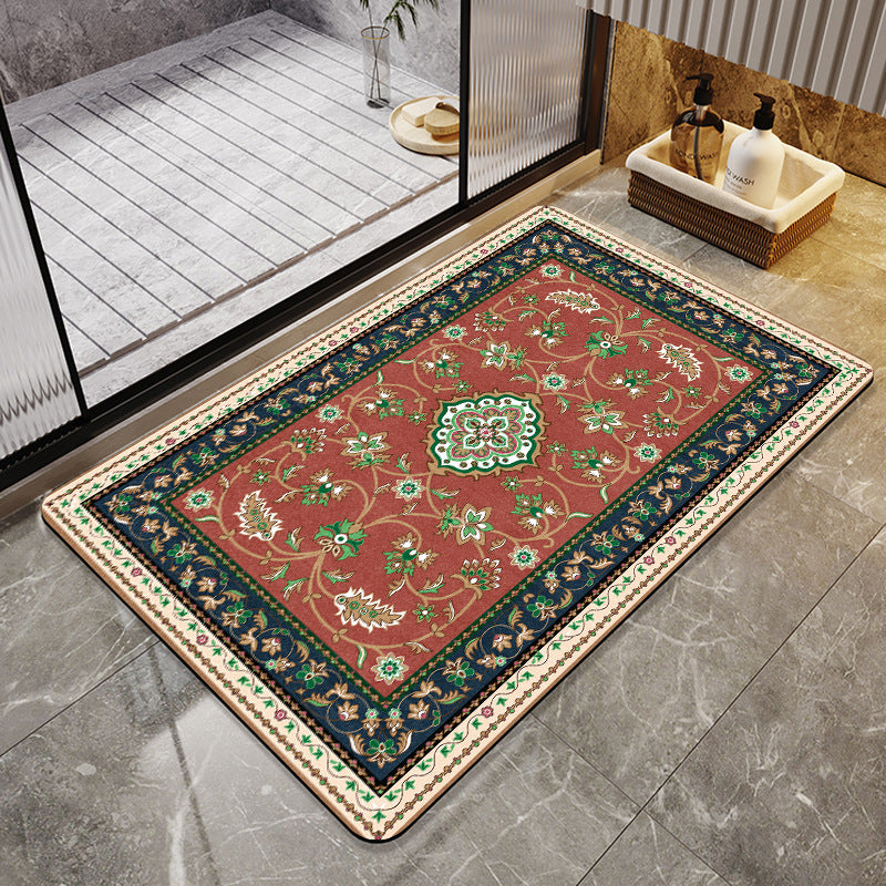 Elegant Vintage Floral Bath Mat Acalora
