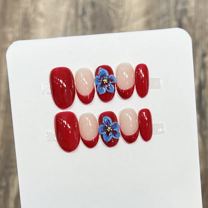 Stylish Floral Accent Press-On Nail Set Acalora