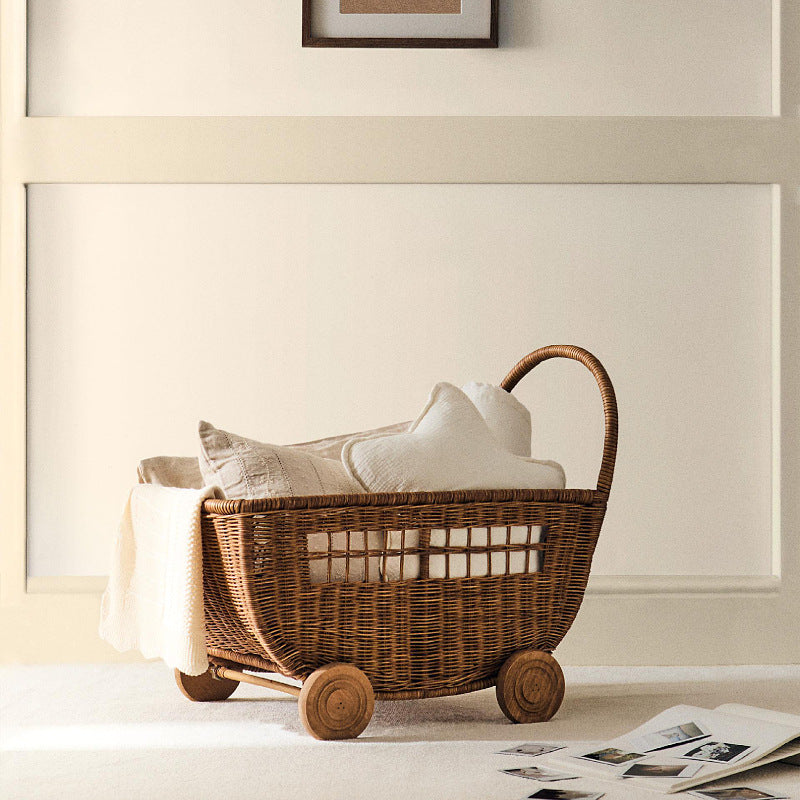 Vintage Woven Storage Cart Acalora