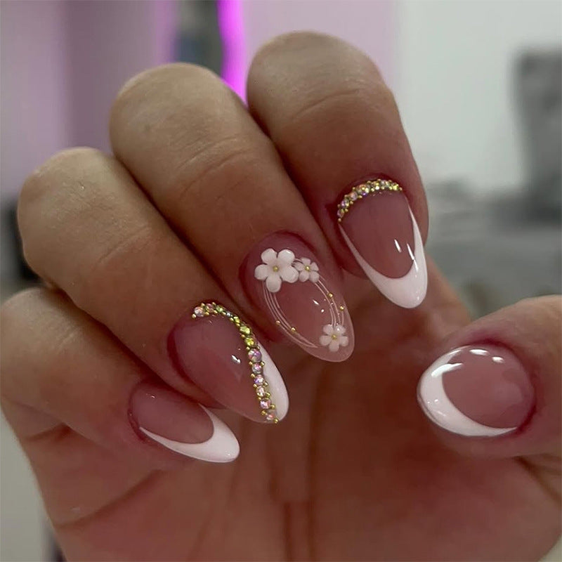 Premium Artistic Press-On Nail Set with Elegant Design Accents Acalora
