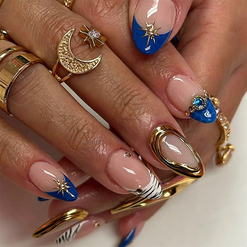 Acrylic nail set with elegant flower and glitter design Acalora
