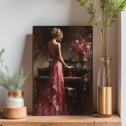 Elegant Piano Scene Canvas Artwork