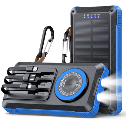 Solar Powerbank with Multifunctional LED Light and Integrated Charging Cable Bowlift